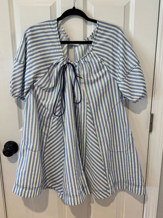 Pants - Blue and White Stripe Baby Doll Romper - Size Medium‎